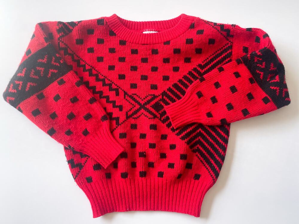 Kids Red and Black Vintage Sweater Size 6